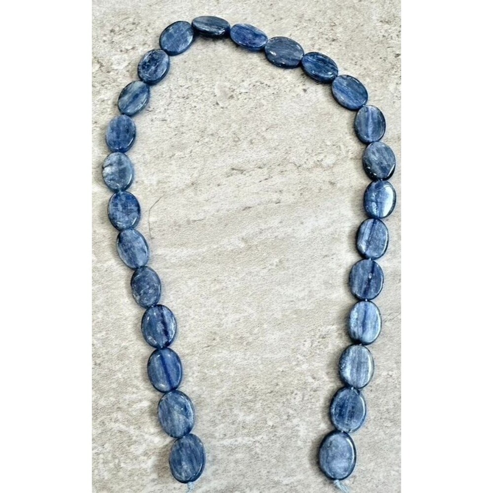 Large Oval Kyanite AAA Bead Gemstone 16 Inch Strand Smooth flat back Coin